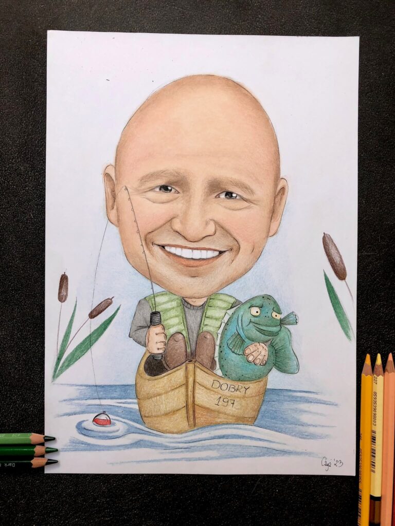 rysunek wędkarza